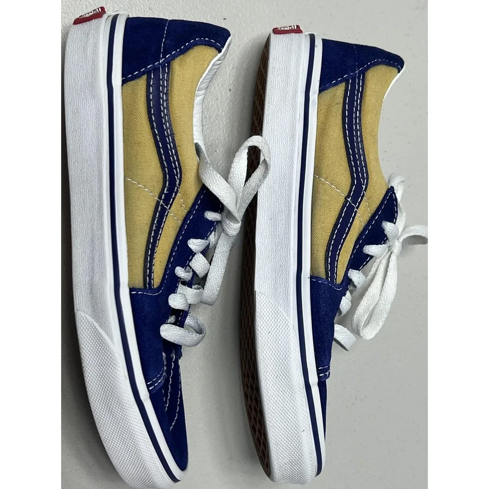Vans‎ Old Skool Shoes Youth Size 3 Blue Yellow Colorblock Skateboarding Casual